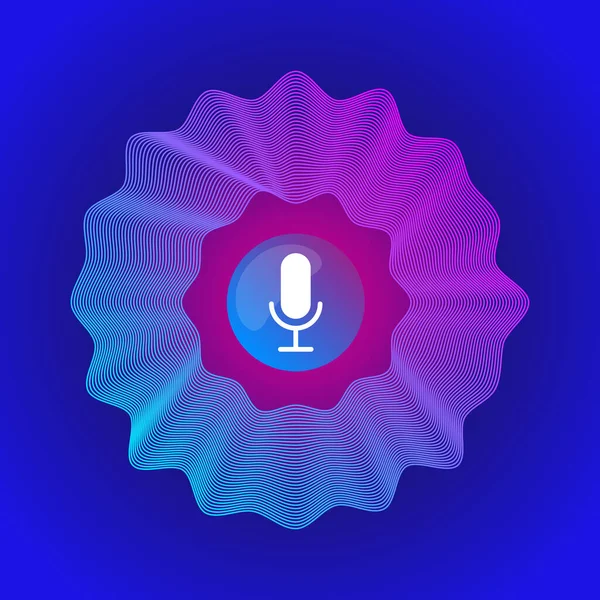 Reconocimiento Voz Micrófono Audio Onda Sonora Podcast Icono Ilustración Vector — Vector de stock