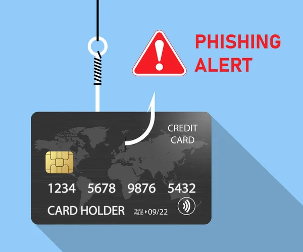Kreditkartenbetrug Diebstahl Von Bankdaten Phishing Alarm Illustrationsvektor — Stockvektor