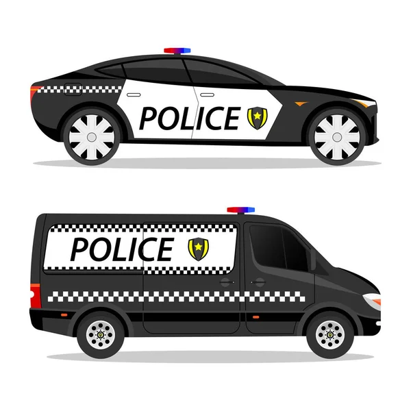 Jeu Voiture Police Van Sport Car Fast Auto Body Illustration — Image vectorielle