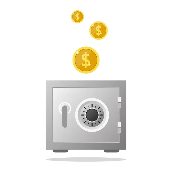 Cassetta Sicurezza Bancaria Con Denaro Vettore Illustrazione Cassetta Sicurezza Acciaio — Vettoriale Stock