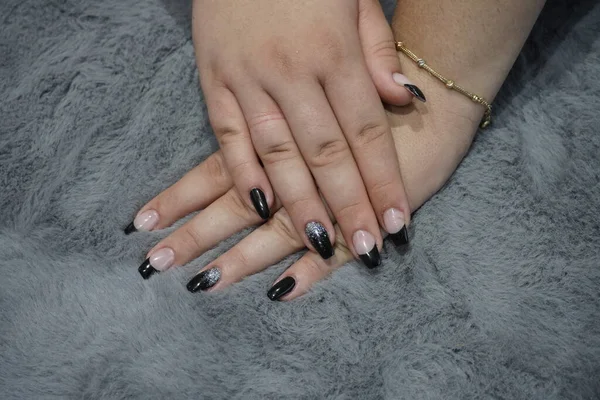 Femmes Vernis Ongles Art Manucure Gel Ongles Couleur Style Moderne — Photo