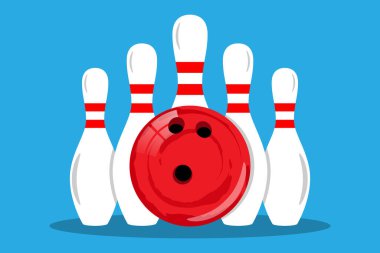 Bowling seti illüstrasyon sporu bowling topu ve iğne vektörü
