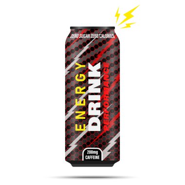 Enerji içeceği beyaz arkaplanda vektör çizimini izole edebilir