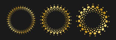 Yarım tonluk dairesel noktalı çerçeve altın set vektör soyut tasarım ögesi