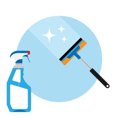 Pencere temizleme servisi logosu. Pencere cam temizleme vektör logosu