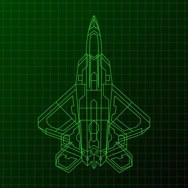 Üstten bakıldığında savaş uçağı baskı stili. Vektör illüstrasyonları Askeri savaş uçağı tasarımı