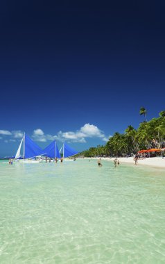 ana plaj tropikal cennet Boracay Adası Filipinler