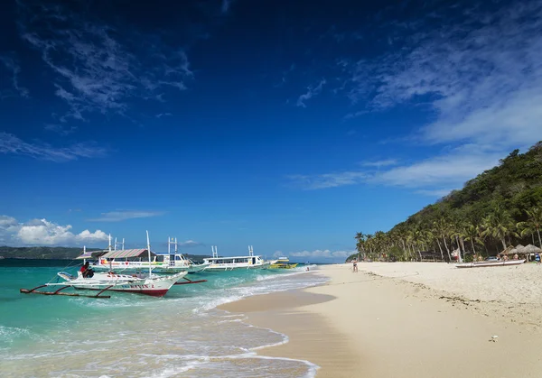 Hagyományos filippínó komp taxi túra csónak puka beach boracay ph — Stock Fotó