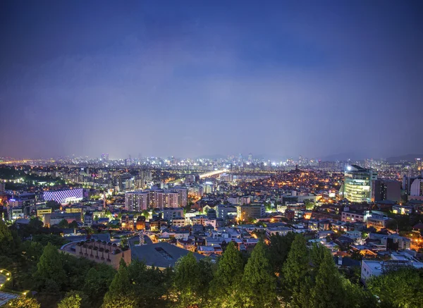 Zentralseoul in Südkorea in der Nacht — Stockfoto