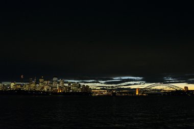 Avustralya'da Sydney şehir Limanı günbatımı manzarası 