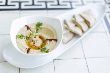 Humus houmous Ortadoğu vejetaryen nohut aperatif yiyecek daldırma