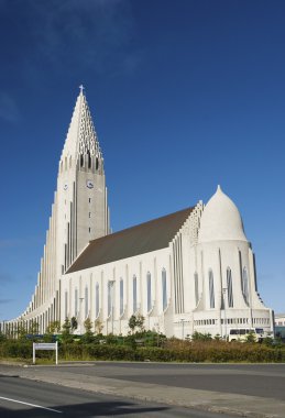 Hallgrimskirkja church in reykjavik iceland clipart