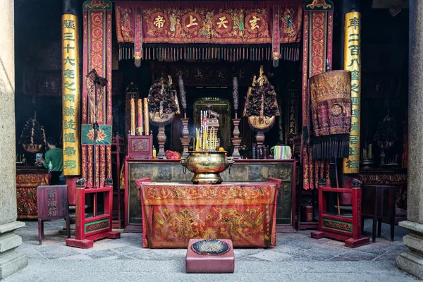 Detalhe do santuário dentro do templo chinês a-ma na china macau — Fotografia de Stock