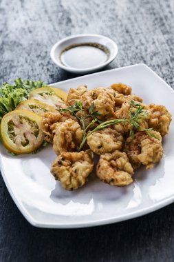 taze karides tempura starter yiyecek kızarmış