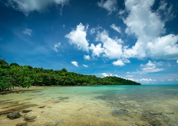 Pohled Pláž Jižním Pobřeží Ostrova Koh Kyjev Blízkosti Sihanoukville Kambodže — Stock fotografie