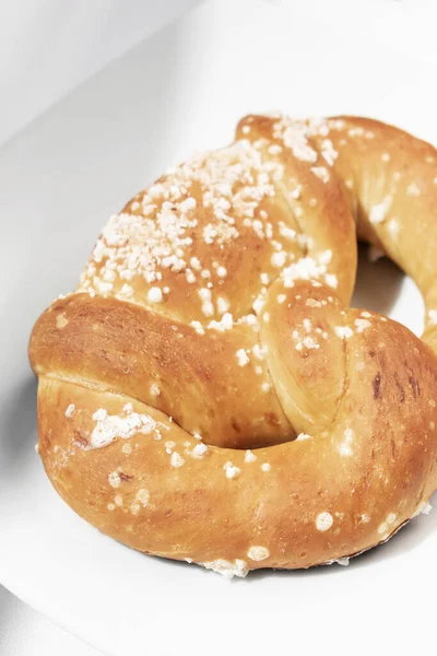 Vegan Dairy Free Organic German Traditional Pretzel Bread White Table — Stock Photo, Image