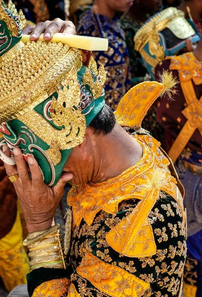 Wykonawca Tradycyjnym Stroju Tańca Maski Lakhon Khol Wat Svay Andet — Zdjęcie stockowe