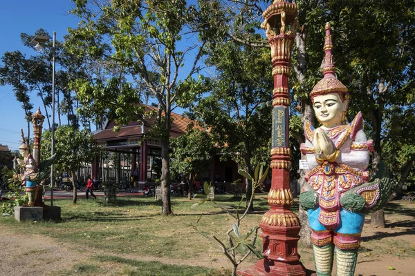 Estátua Khmer Religiosa Budista Livre Wat Svay Andet Unesco Lakhon — Fotografia de Stock