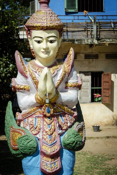 Estátua Khmer Religiosa Budista Livre Wat Svay Andet Unesco Lakhon — Fotografia de Stock