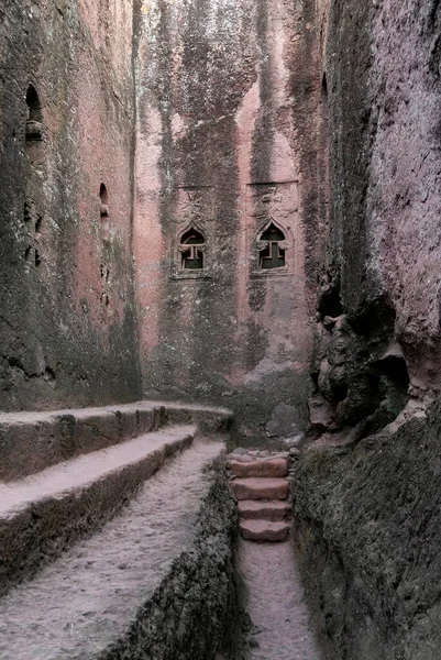 Lalibela Antiga Pedra Hewn Igrejas Monolíticas Marco Património Unesco Norte — Fotografia de Stock