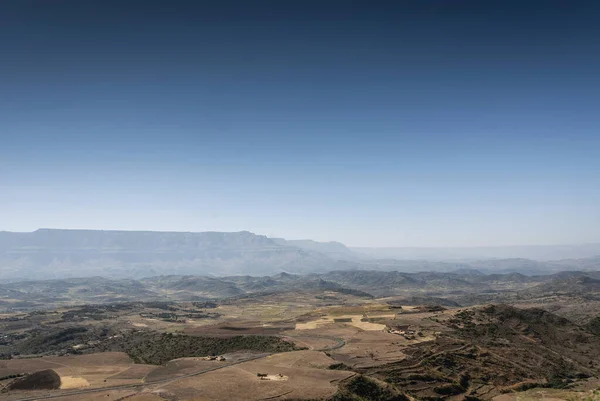 Vista Panorâmica Paisagem Rural Montanhosa Perto Lalibela Ethiopia — Fotografia de Stock