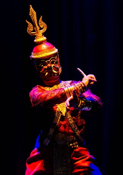 Lakhon Khol Khmer Mascarado Performer Dança Traje Phnom Penh Cambodia — Fotografia de Stock