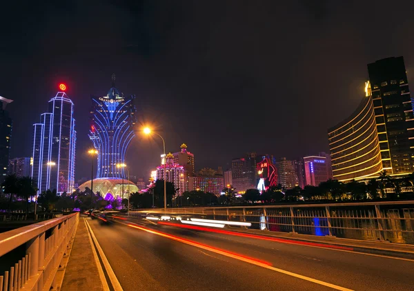 Panorama v noci v Číně Macao — Stock fotografie