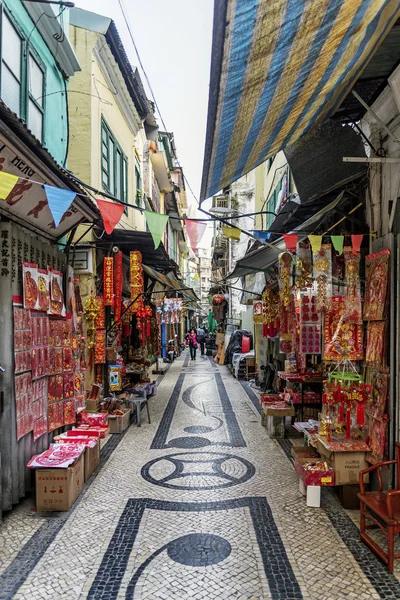 Pedesterian shopping street in macau macao china — Stock Photo, Image