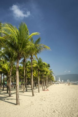 Güneşli bir günde Danang Vietnam 'daki Khe Beach turistik bölgemin manzarası.
