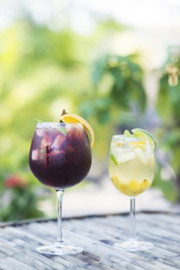 Kırmızı ve beyaz şarap sangria kokteyli içki dışında