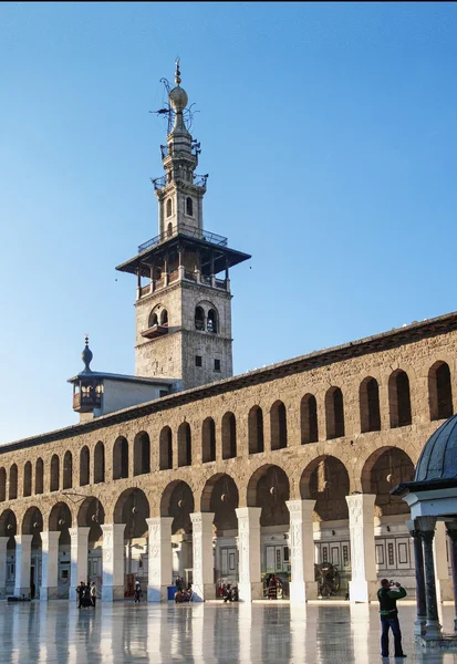 Ünlü Emevi Camii tarihi dönüm noktası Şam Suriye — Stok fotoğraf