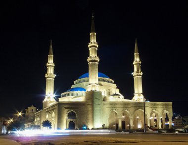 Mohammad al Amin cami gece Merkezi Beyrut'ta Lübnan'daki