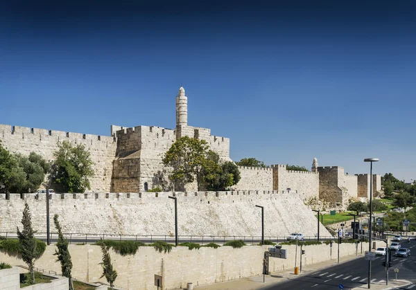 Oude muren van de citadel van de stad van Jeruzalem, Israël — Stockfoto
