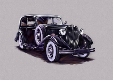 Araba, kağıt, çizim, resim, retro,