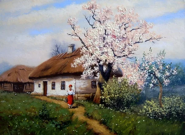 Old house and flowers,Ukraine