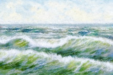 Petrol resimleri, deniz manzarası. Güzel sanatlar, başyapıt.