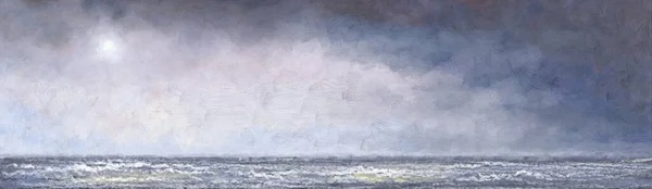 Olieverfschilderijen Zeelandschap Beeldende Kunst Water Stroomt Uit Het Water — Stockfoto