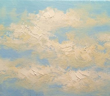 Yağlı boya resimler, kırsal alan, mavi arka plan.