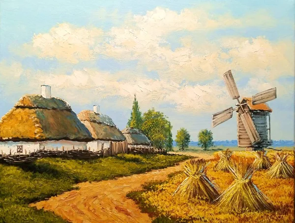 Olieverfschilderijen Landelijk Landschap Oud Dorp Landschap Het Dorp Schone Kunst — Stockfoto