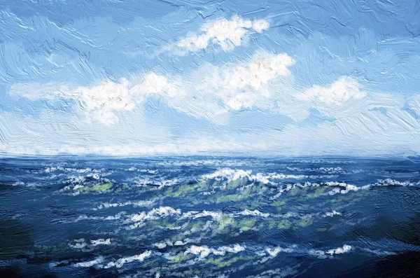 Olejomalby Mořská Krajina Textura Vlny Moři Umění Výtvarné Umění — Stock fotografie