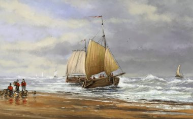 Denizde yelken açmak, limanda yelken açmak, deniz manzarası çizmek.