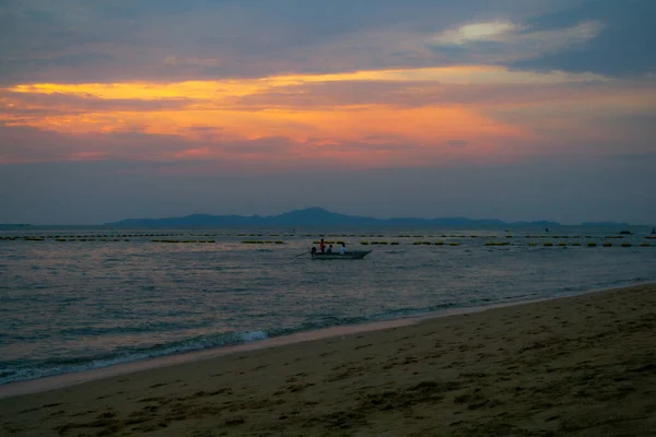 Sunset Pattaya Beach Famous Tourist Attraction Thailand — Stock Photo, Image