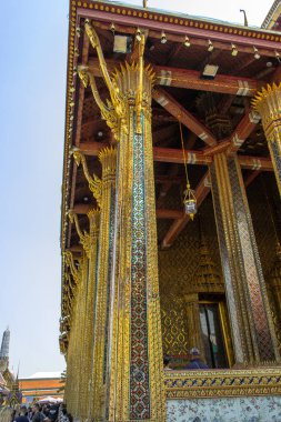 BANGKOK, THAILAND - 19 Ocak 2019: Bangkok Kraliyet Sarayı manzarası. Royal Grand Palace Bangkok 'ta ünlü bir yerdir..