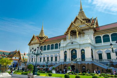 BANGKOK, THAILAND - 19 Ocak 2019: Bangkok Kraliyet Sarayı manzarası. Royal Grand Palace Bangkok 'ta ünlü bir yerdir..