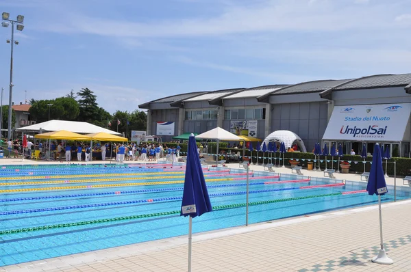 Стадіо дель Nuoto (що означає плавати стадіон) в Річчоне — стокове фото