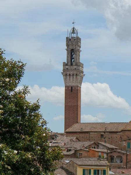 Torre Mangia na Piazza del Campo em Siena — Fotografia de Stock