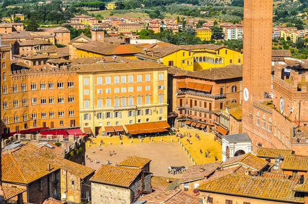 HDR Piazza del Campo w mieście Siena — Zdjęcie stockowe