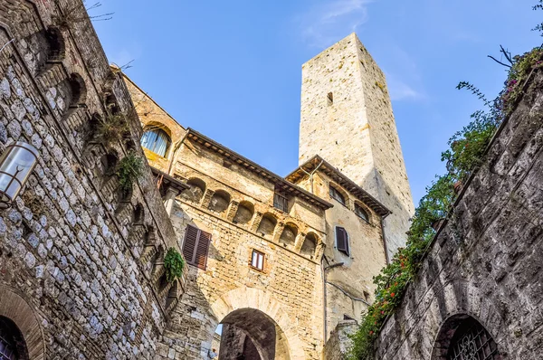 HDR Pemandangan kota San Gimignano — Stok Foto