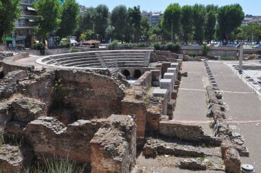 THESSALONIKI, GREECE - CIRCA AĞUSTOS 2019: Antik Roma Forumu