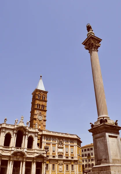 Retro look Santa Maria Maggiore in Rome — Stock Photo, Image